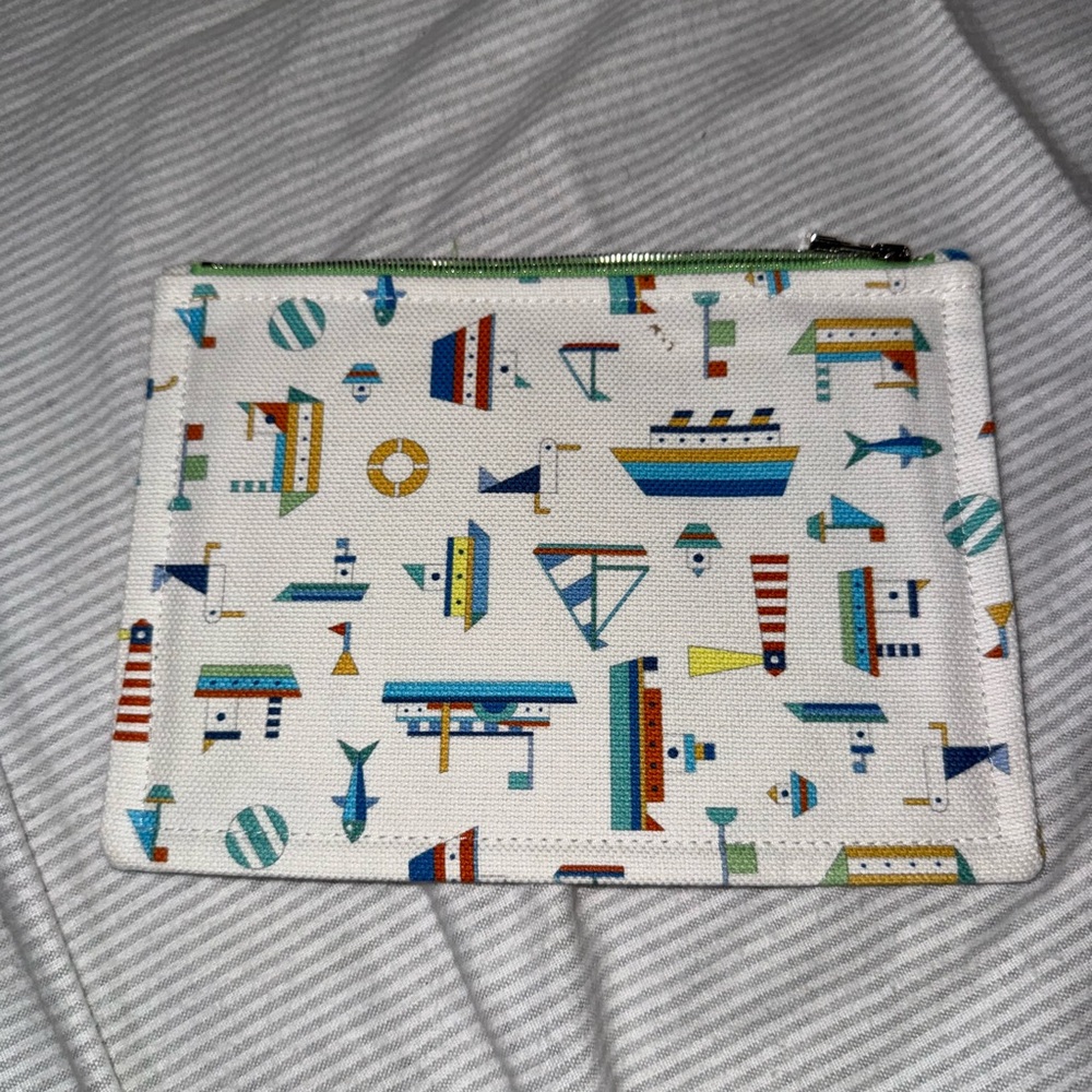 Hermes White Pouch with Nautical Print